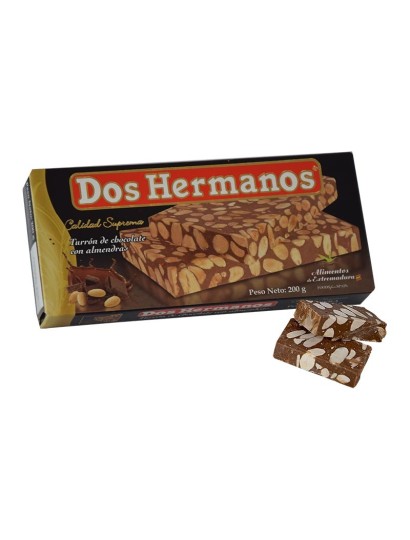Turrón de chocolate con almendras - clásico. Dos Hermanos