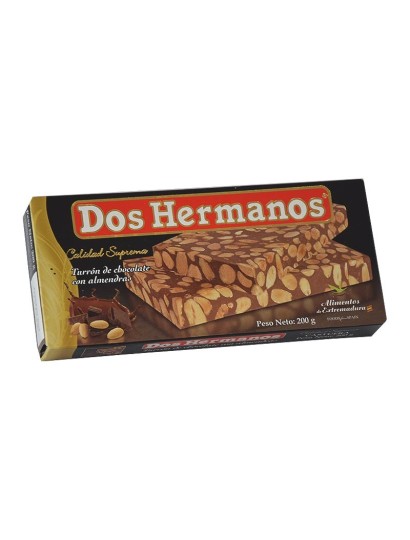 Turrón de chocolate con almendras - clásico. Dos Hermanos