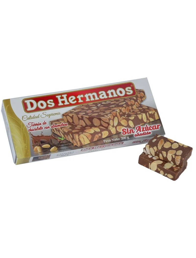 Turrón de chocolate con almendra sin azúcar