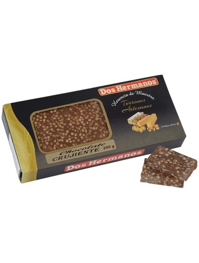 Chocolate Crujiente Dos Hermanos-Chocolate con Arroz Inflado. Calidad suprema