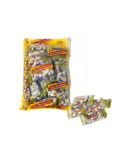Porciones de turrón de chocolate con almendras. Calidad Suprema. Dos Hermanos bolsa de 500g